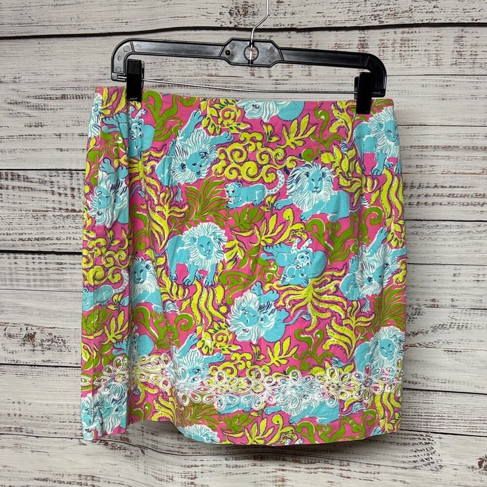 Key West Vintage Lion Print Skirt Large Pink
